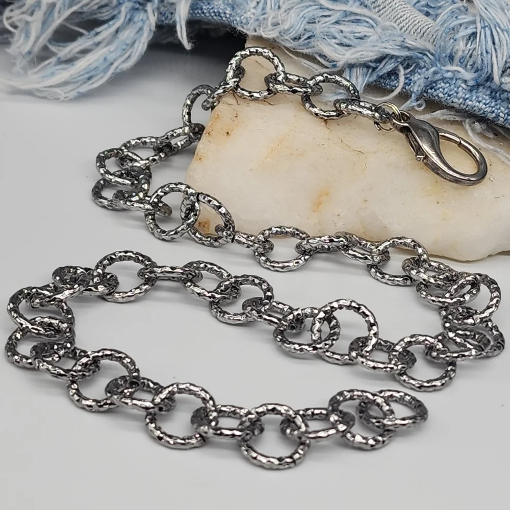 ❤️ ZARA Chain Trendy Large Link chain Vintage Silver NECKLACE  Textured Cain